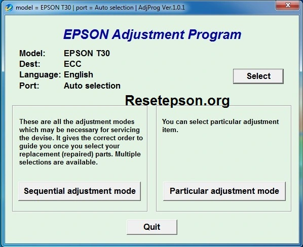 Epson T30 Resetter Adjustment Program Tool Download